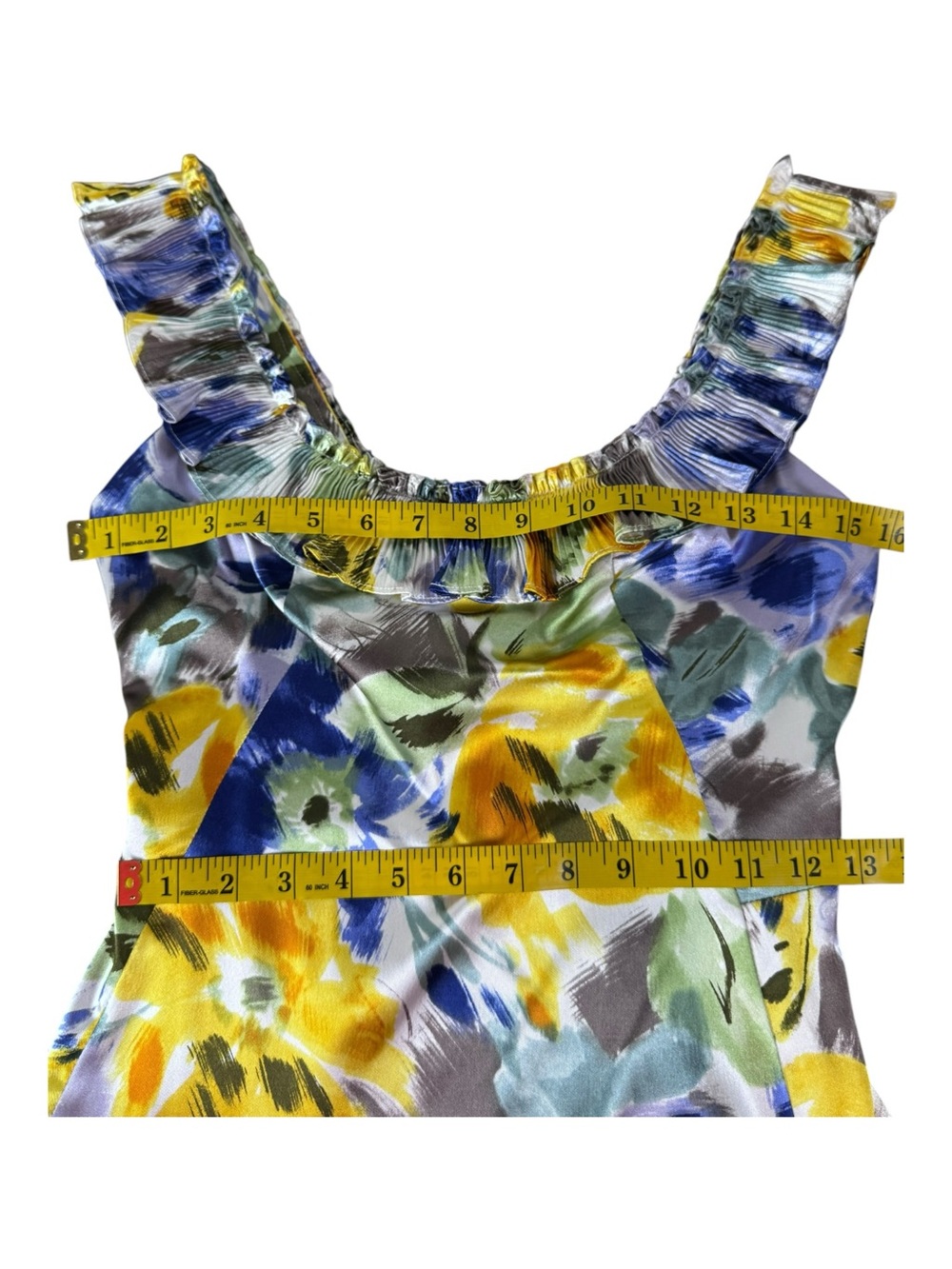 Maggy London Floral Pleated Ruffle Neck Sheath Dress Size 2 - Picture 3 of 11